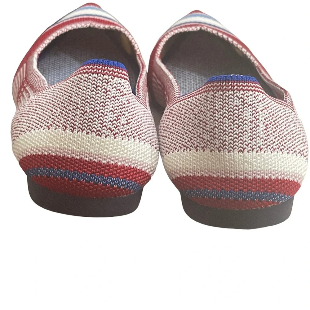 Rothy's 7 Varsity Stripe Red Points Rare Unicorn Flat Shoes BNIB - Picture 12 of 15